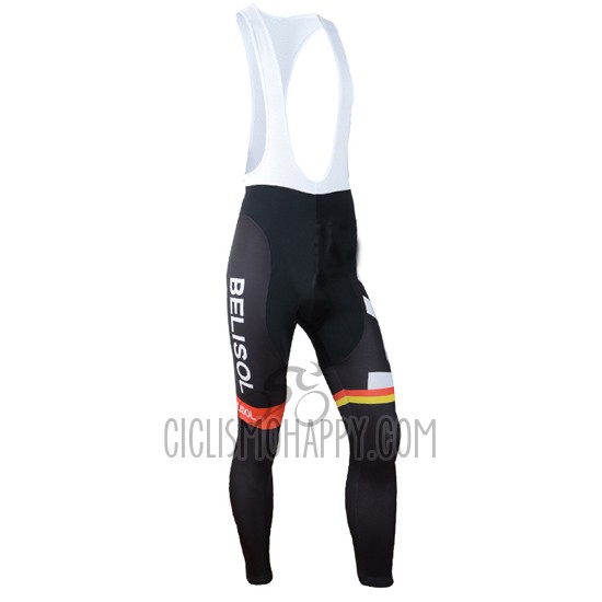 Lotto Belisol Cycling Jersey Bib Tight 2014 Long Sleeve Orange